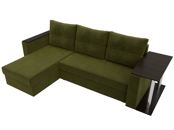 Угловой диван Атланта Лайт левый (полностью микровельвет зеленый) - Вид 6