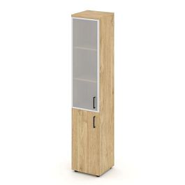 Стайл Проджект Шкаф высокий узкий SN.STU.E-103(L) Тиквуд Светлый/Сатин/Черный Ручки 400*400*1982 - Фото предпросмотра