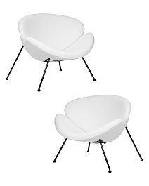 Набор 2 шт Кресло дизайнерское DOBRIN EMILY (белый (букле) ткань, черное основание) - Фото предпросмотра