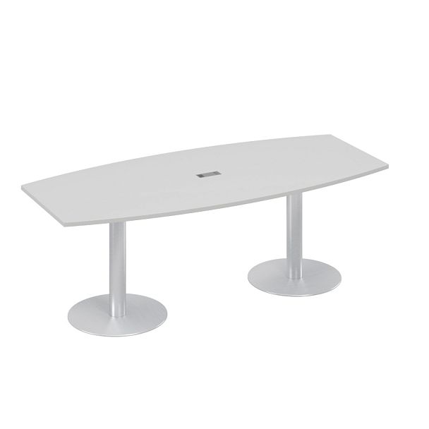 Стол 220x100 фигурный на опорах-колоннах для переговоров A4 А4 ХР 114 серый - Вид 1