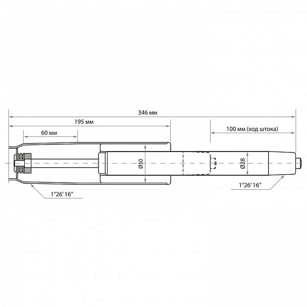Газлифт BRABIX A-100 короткий, ХРОМ, длина в открытом виде 346 мм, d50 мм, класс 2, 532004 - Вид 4