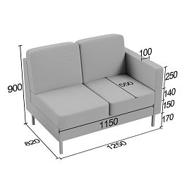 (end-d2p1) Диванная секция Эндер двойная с одним подлокотником - Фото предпросмотра