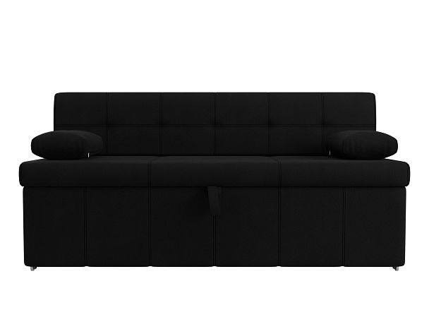 Кухонный прямой диван Лео (полностью микровельвет черный) - Вид 2