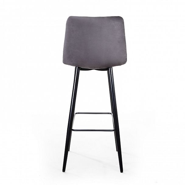 Стул барный UNO, бархат светло-серый 26 / чёрный конус - Вид 6