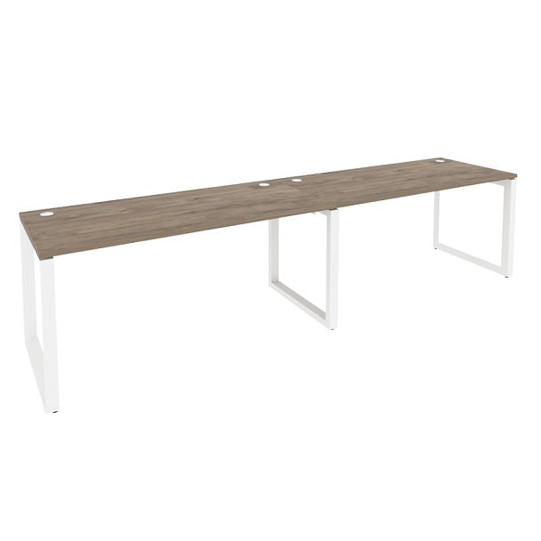 Onix Рабочая станция на О-образном м/к O.MO-RS-2.4.7 Тиквуд темный/Белый металл 3160*720*750 - Вид 1