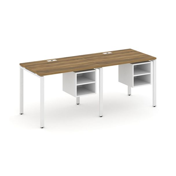 Concept Рабочая станция односторонняя с подвес. тумбами 2 места CN.ORS-105 Сандал Янтарный/Белый Бриллиант/Металл Белый 1960*720*750 - Вид 1