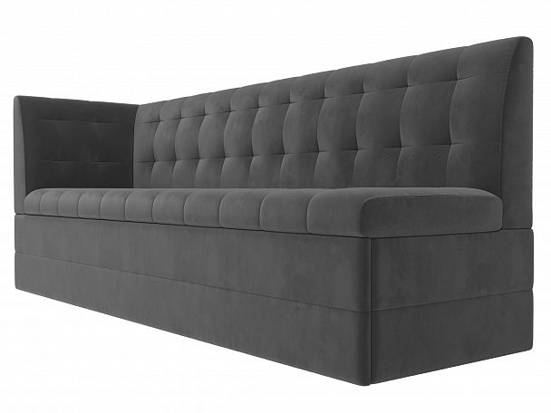 Кухонный диван Бриз с левым углом (полностью велюр серый) - Вид 3