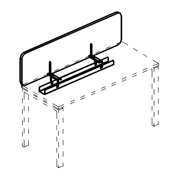 Экран настольный фронтальный тканевый для стола 140 A4 А4 Б 877 синий / металлокаркас серый - Вид 3