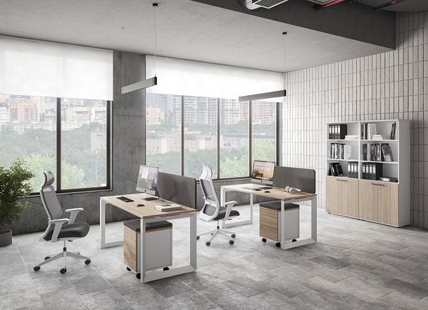 Секция рабочей станции s-b-s 1400х700х750 / профиль: 59х59 белый; столешница: дуб модена Призма / Prizma - Вид 3