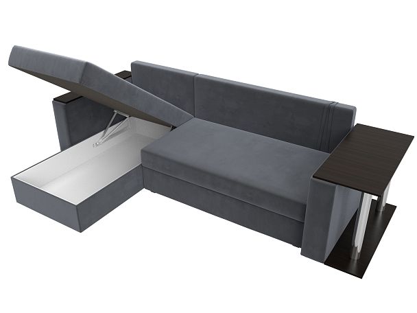 Угловой диван Атланта Лайт левый (полностью велюр серый) - Вид 9