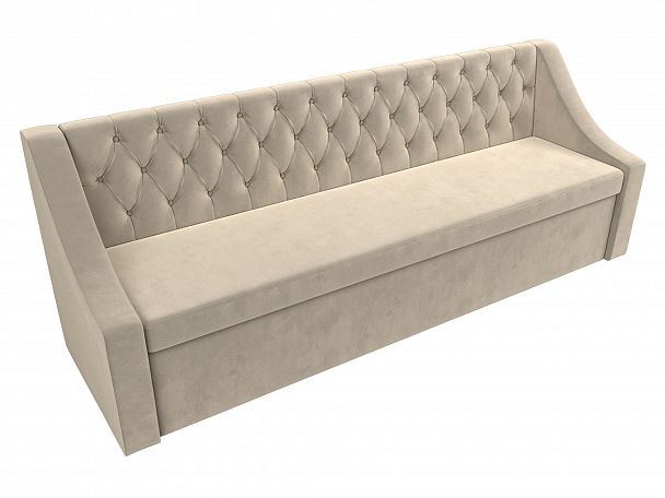 Кухонный прямой диван Мерлин (полностью микровельвет бежевый) - Вид 5