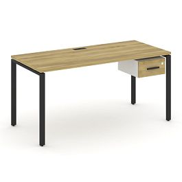 Concept Стол рабочий с подвесной тумбой с одним ящ. CN.SP-112 W Дуб Винченцо/Белый Бриллиант/Металл Черный 1580*720*750 - Фото предпросмотра