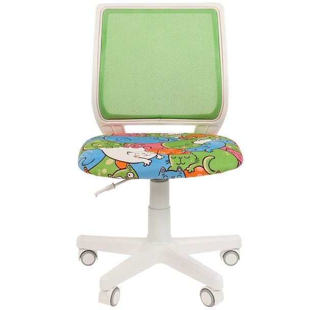 Кресло CHAIRMAN KIDS 112, пластик белый, велюр/сетка, принт CAT - Вид 2