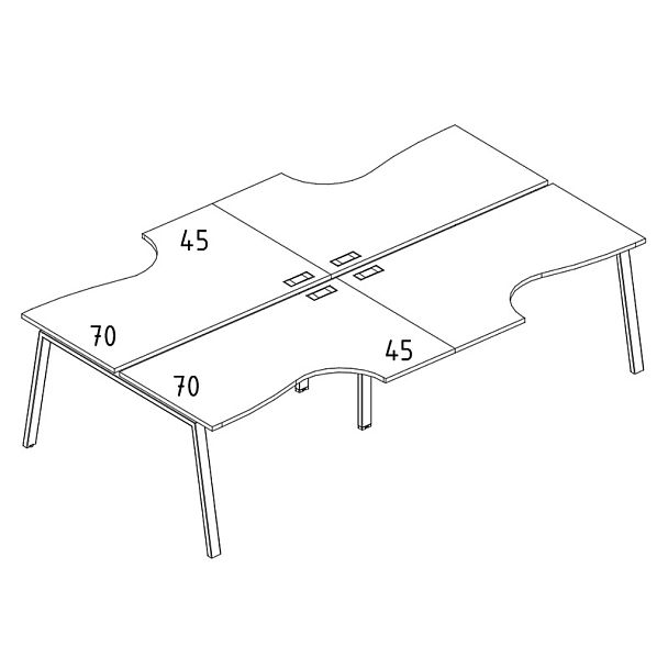 Рабочая станция каркас TRE (4х120) столы Классика A4 А4 Б3 183-2 БП серый / металлокаркас антрацит - Вид 3