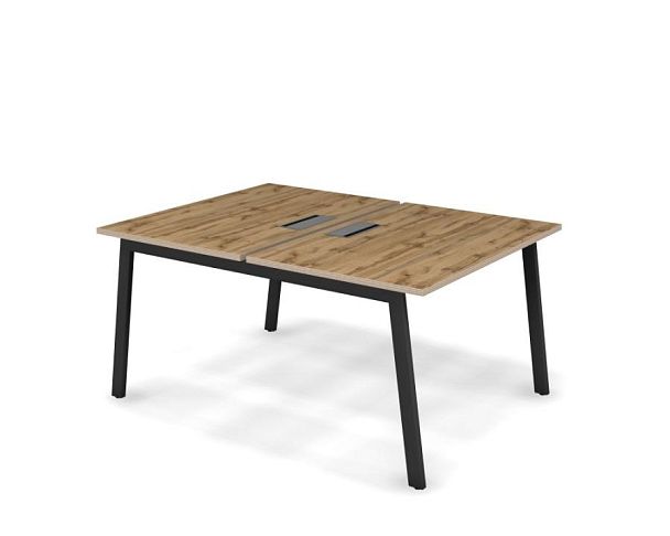 MATRIX 121S203-A Стол прямой двойной, пров-ик Merida (А-опоры) 1180х1590х775 Дуб Крафт/Темно-серый - Вид 1