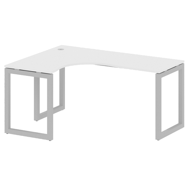 Metal System Quattro Стол криволинейный левый на О-образном м/к 50БО.СА-4 (L) Белый/Серый металл 1600*1200*750 - Вид 1