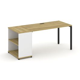 Concept Стол рабочий с опорным стеллажом CN.SP-203 Дуб Винченцо/Белый Бриллиант/Металл Черный 1800*720*750 - Фото предпросмотра