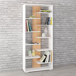 Стеллаж Ромео-3 (800*1800*250) белый/дуб крафт золотой - Фото предпросмотра