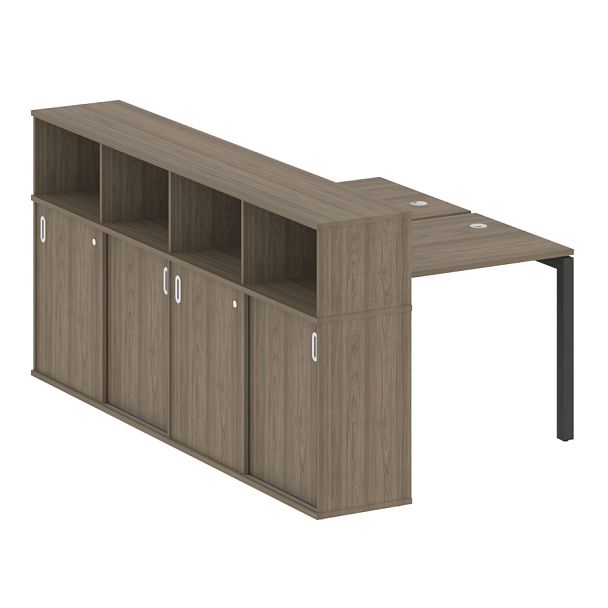 Metal System Quattro Р. ст. с шкафом-купе на П-образном м/к 50БП.РС-СШК-4.1 Т Вяз/Антрацит металл 1410*2332*1098 - Вид 1