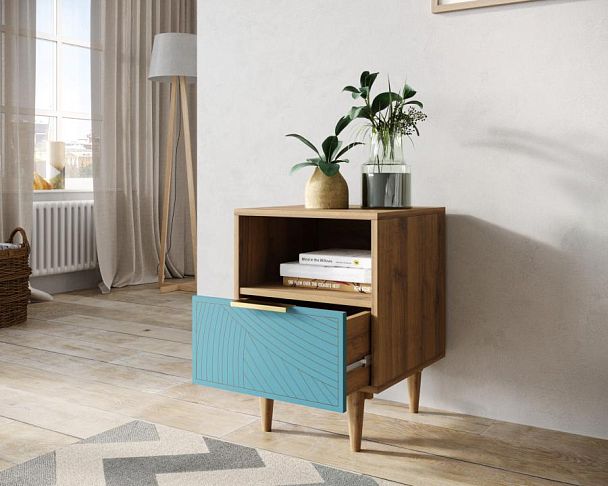 Тумбочка с нижним ящиком Line LN09/GR1/blue - Вид 2