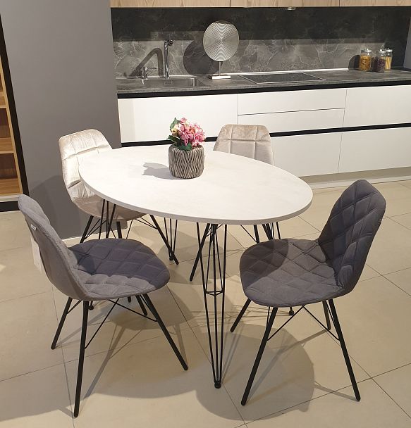 Столешница Sheffilton SHT-ТT 120-80 МДФ овальная бетон крем - Вид 7