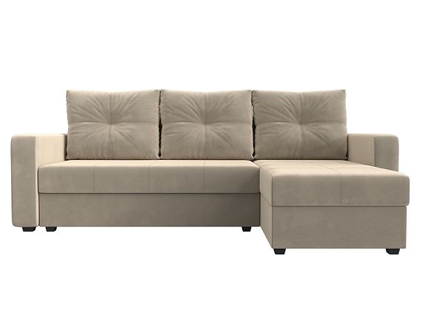 Диван угловой Ливерпуль Лайт правый угол Микровельвет бежевый - Вид 2