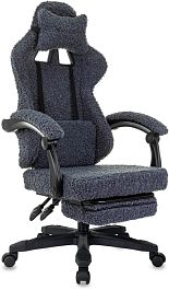 Кресло игровое Knight Lord/F темно-синий экомех крестов. пластик подст.для ног - Фото предпросмотра