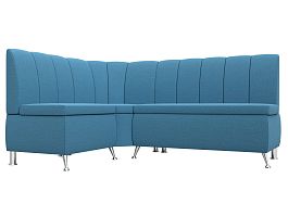 Диван кухонный угловой Кантри левый угол Рогожка голубой - Фото предпросмотра