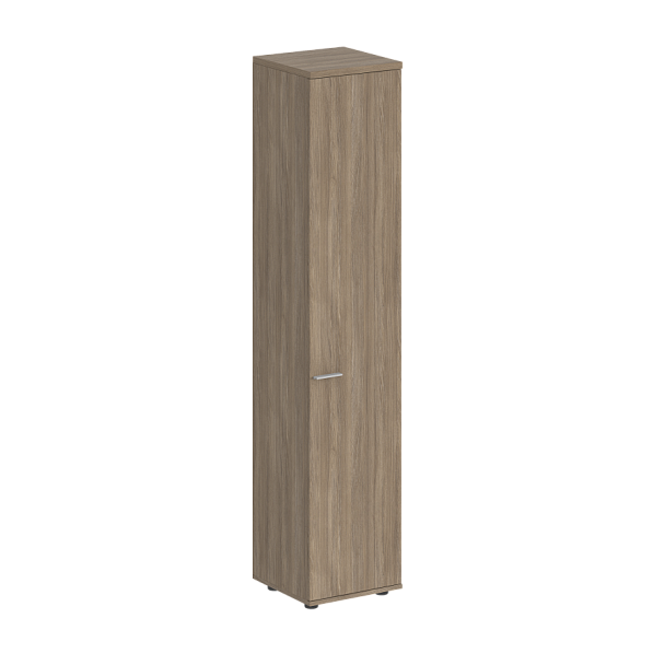Шкаф высокий Sigma 400х400х1955, з.ст ЛДСП, правый / корпус: дуб темный;  фасад: дуб темный - Вид 1