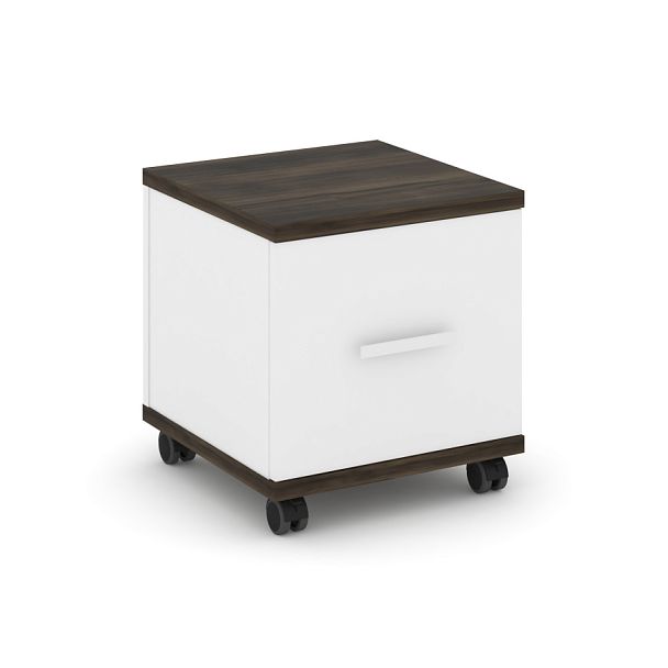 Concept Тумба мобильная 1 распаш. фасад CN.TUM-007 W Дуб Мали/Белый Бриллиант/Металл Белый 420*420*448 - Вид 1