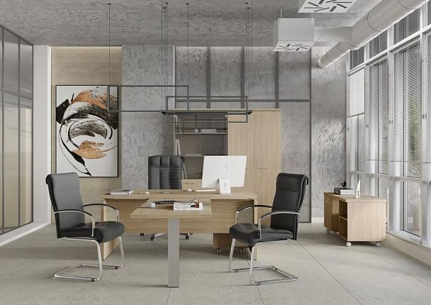 Шкаф средний со стеклянными прозрачными дверьми Патриот ПТ 969 дуб скандинавский - Вид 4