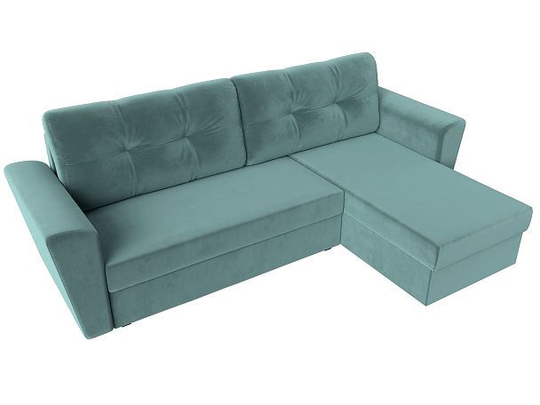 Угловой диван Амстердам Лайт правый (полностью Велюр бирюзовый) - Вид 5