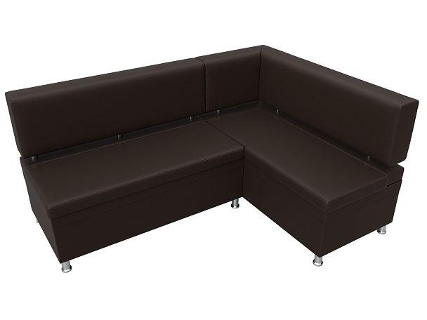 Кухонный уголок Стайл правый (полностью экокожа коричневая) - Вид 5