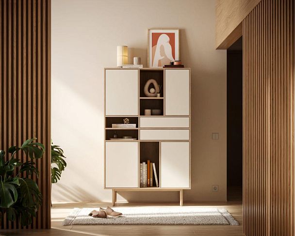 Комод высокий с дверками и ящиками Alice арт ALC07 - Вид 5