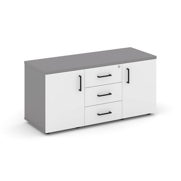 Стайл Проджект Тумба для оргтехники/сервисная SN.TS-002 Серый Пепел/Белый/Черный Ручки 1206*460*576 - Вид 1