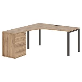 Стол эргономичный с тумбой EUCET 1518(L) Дуб Денвер светлый/Мокко 1560х1880х750 EDIS - Фото предпросмотра