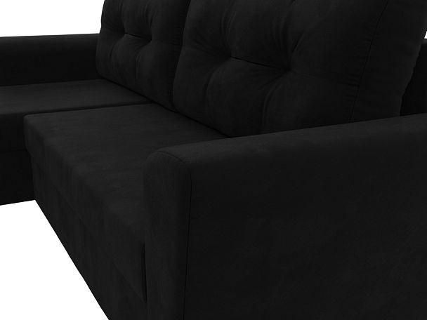 Угловой диван Амстердам Лайт левый (полностью микровельвет черный) - Вид 4