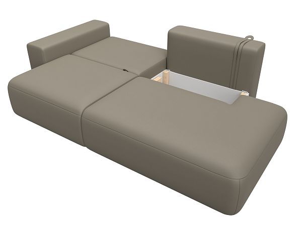 Диван прямой Лига-036 НПБ Модерн подлокотник слева Экокожа бежевый - Вид 8