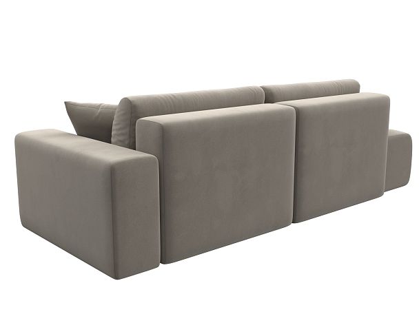 Диван прямой Лига-036 Модерн подлокотник справа Микровельвет бежевый - Вид 5