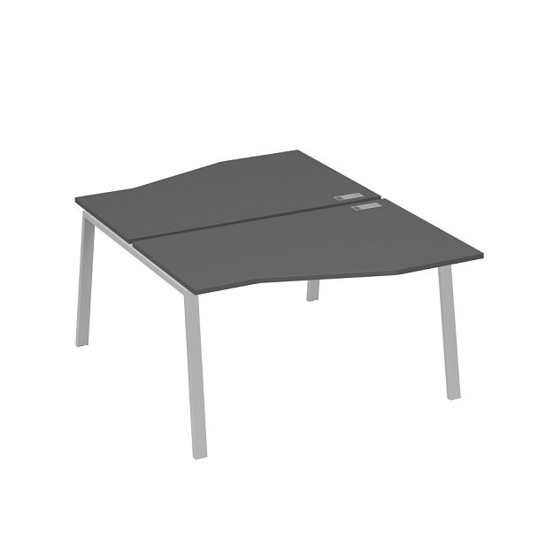 Рабочая станция столы Техно (2х140) каркас TRE A4 А4 Б3 190  БП антрацит премиум / металлокаркас серый - Вид 1