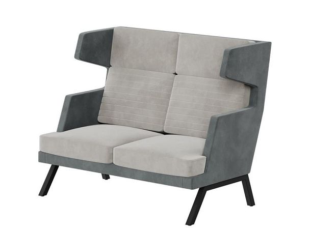 Aldo Диван двухместный высокий ALD-02 Storm 022/Storm 017/Металл Черный 1430*960*1180 - Вид 1