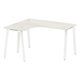Metal System Стол криволинейный левый на А-образном м/к БА.СА-3 (L) Дуб наварра/Белый металл 1400*1200*750 - Фото предпросмотра