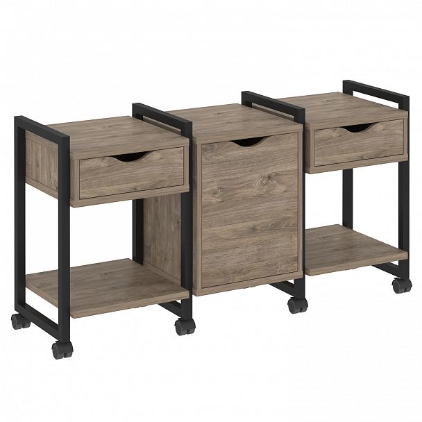 Тумба на колесах наборная "Loft" VR.L-TN-6.K тиквуд темный/черный - Вид 1