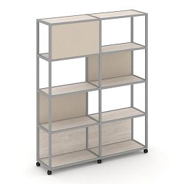 Shelf Mobile Стеллаж 5 уровней 2 секции VR.LT-STK-514.08 Денвер Светлый/Металл Серый/W-04 1570*400*2000 - Фото предпросмотра