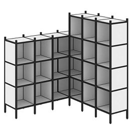 Loft Угловой внутренний стеллаж наборный VR.L-50 Белый бриллиант/Чёрный металл 1694*1694*1869 - Фото предпросмотра