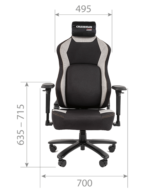 Кресло CHAIRMAN CH30, ткань, черный/серый - Вид 6