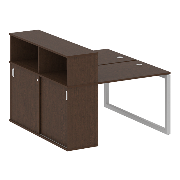 Metal System Quattro Р. ст. с шкафом-купе на О-образном м/к 50БО.РС-СШК-2.1 Т Венге/Серый металл 1410*1475*1098 - Вид 1