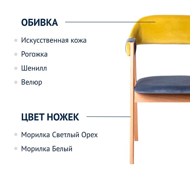 Полукресло Dolche, велюр Remy79/Remy 72, ножки бук под лак - Вид 3