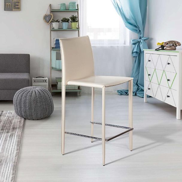 Стул полубарный Rolf, кожа бежевый - Вид 8