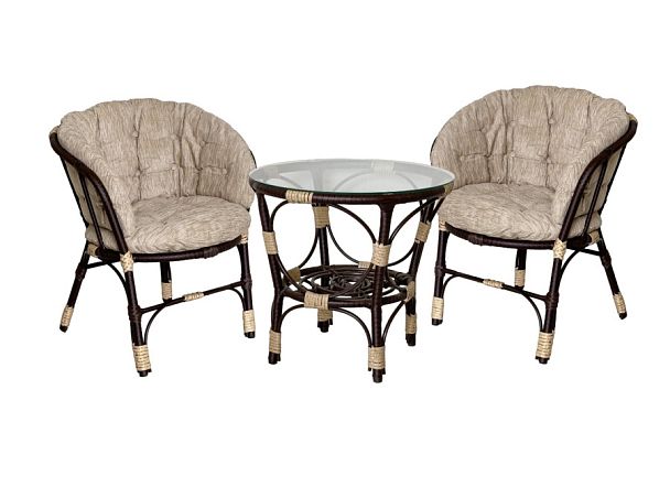 Багама Дуэт с полными бежевыми подушками (полиротанг) - Вид 1